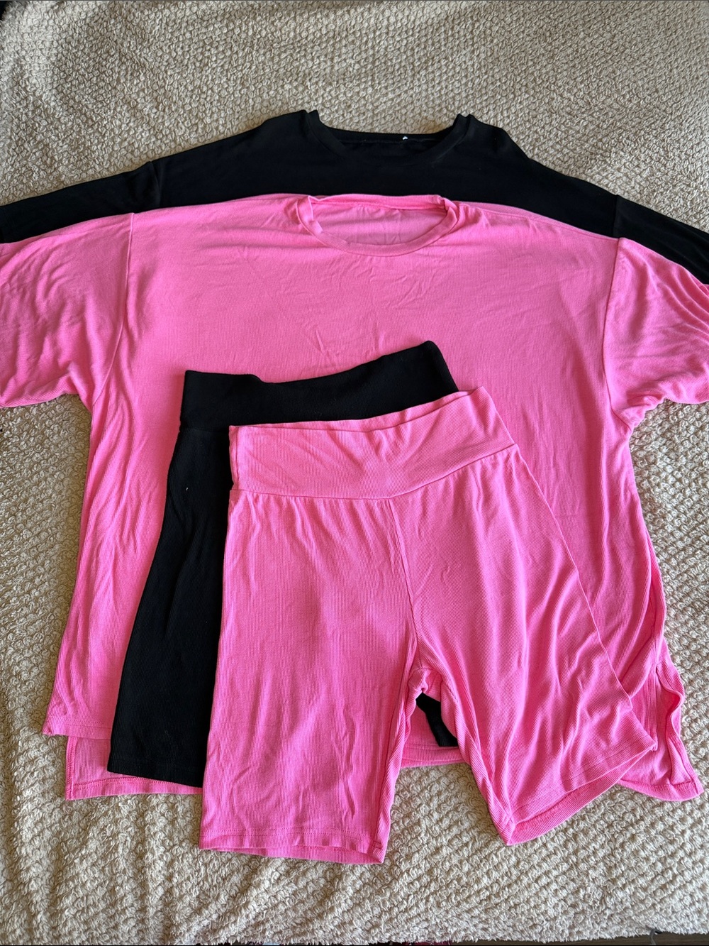 Set of 2 | Women’s Lounge Set - Soft Short Sleeve Top & Biker Shorts